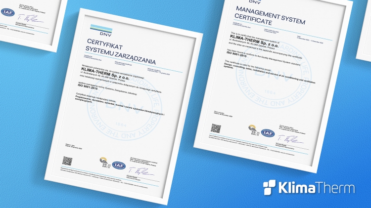 Klima-Therm granted new ISO 9001:2015 certification