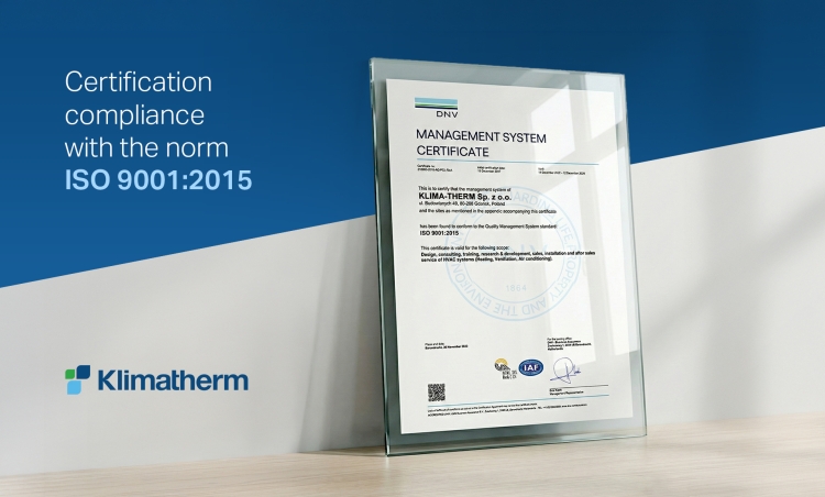 Klima-Therm granted new ISO 9001:2015 certification