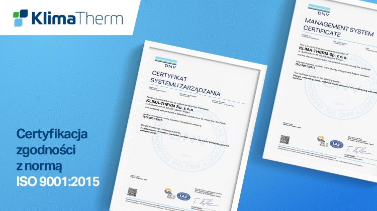 Klima-Therm z nowym certyfikatem ISO 9001:2015